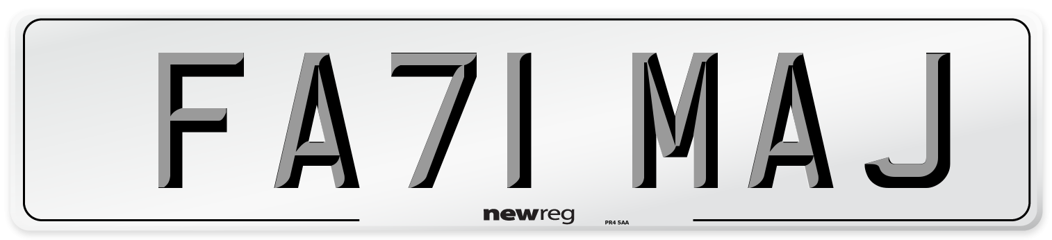 FA71 MAJ Number Plate from New Reg